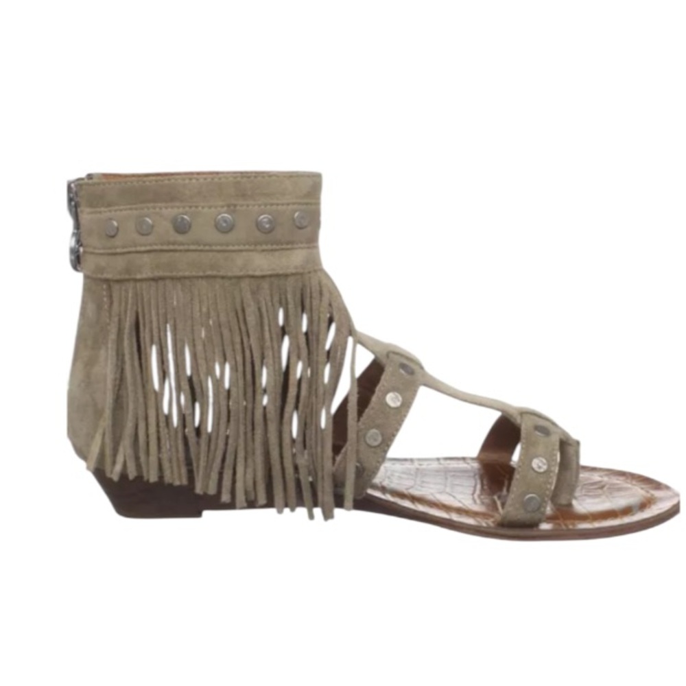 Sam Edelman Cream Suede leather Sandals with Fringe Detail bohemian style size:6
